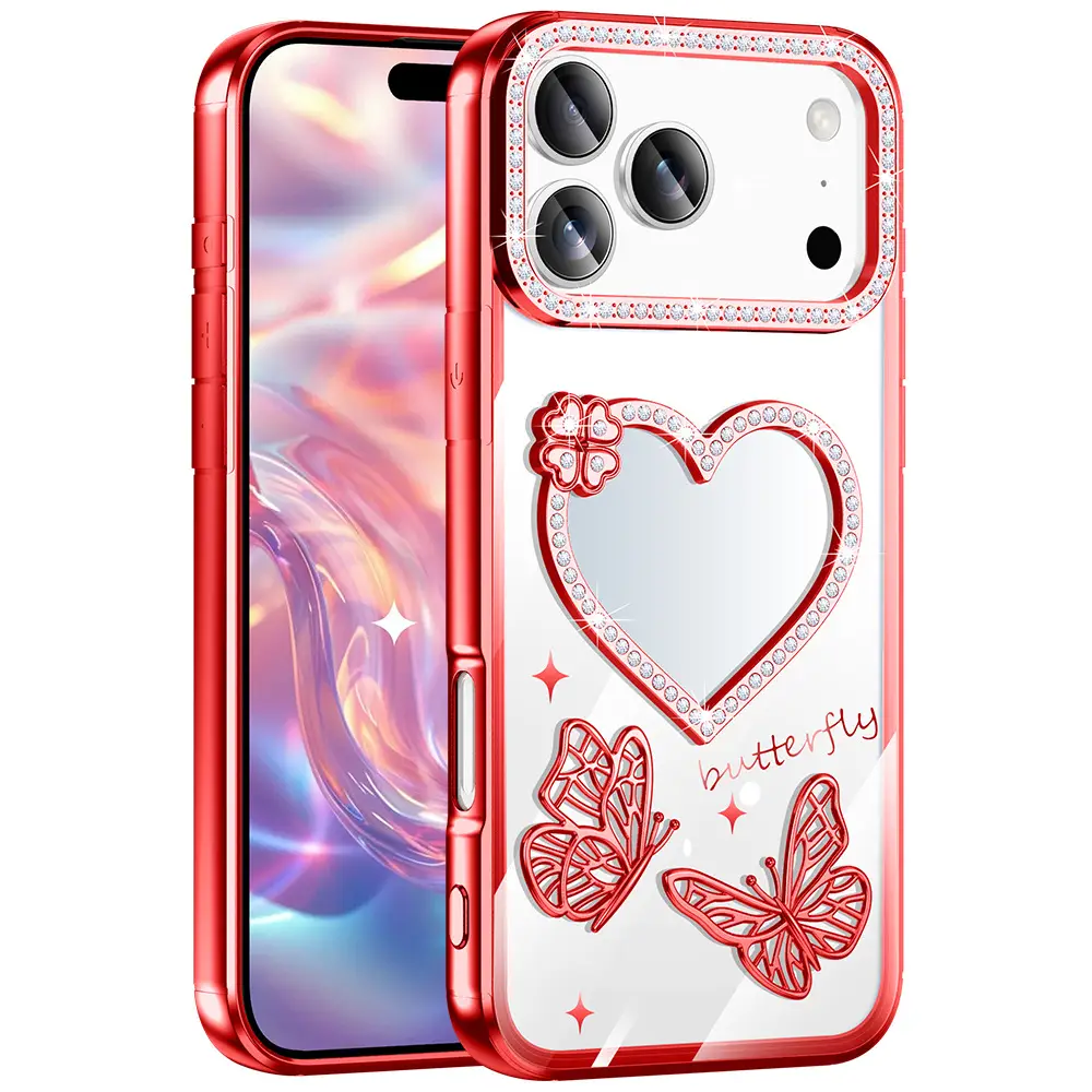 Pink Glitter Makeup Mirror Phone Case for Apple 17Promax — feature 7