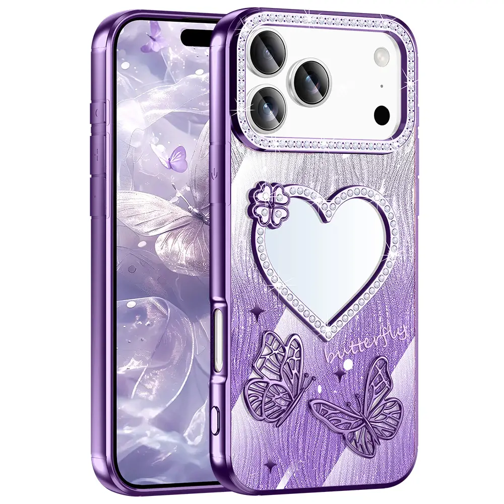 Pink Glitter Makeup Mirror Phone Case for Apple 17Promax - Image 6