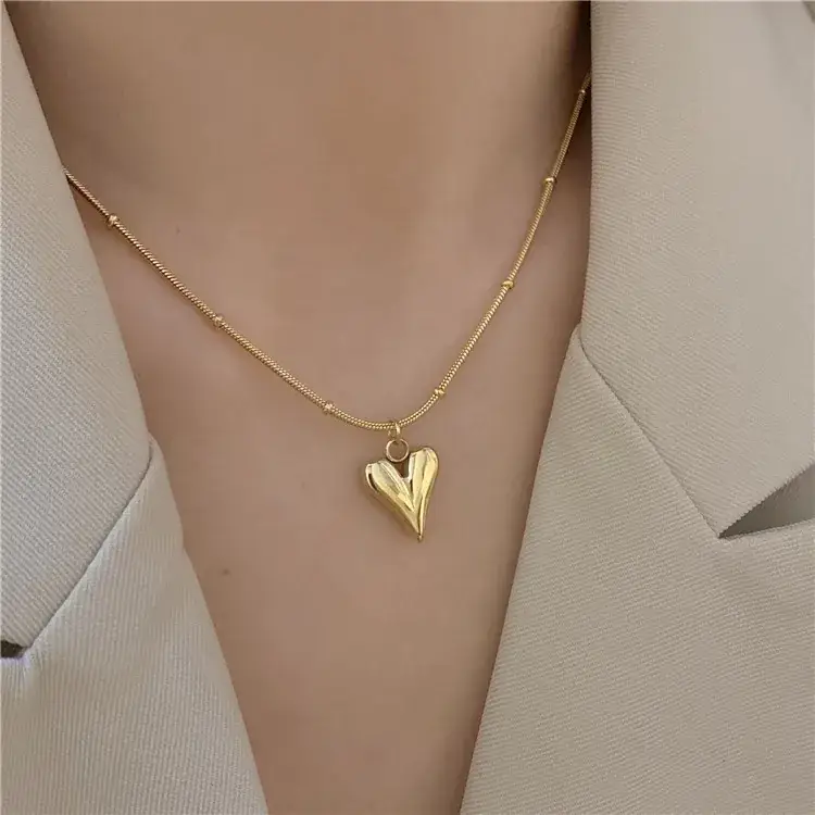 Gold Heart Pendant Necklace for Women