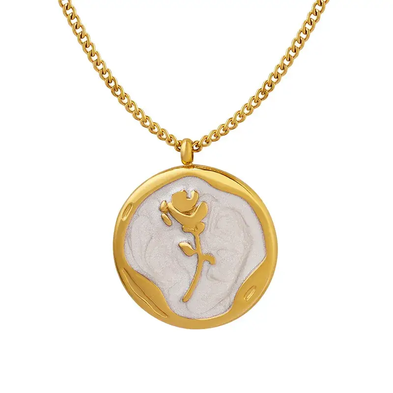 Gold Plated Rose Pendant Necklace Set for Women - Image 7