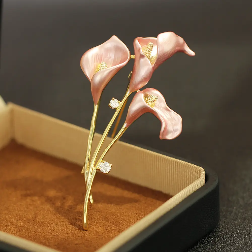Blue Powder Calla Drop Oil Brooch for Women - Image 2
