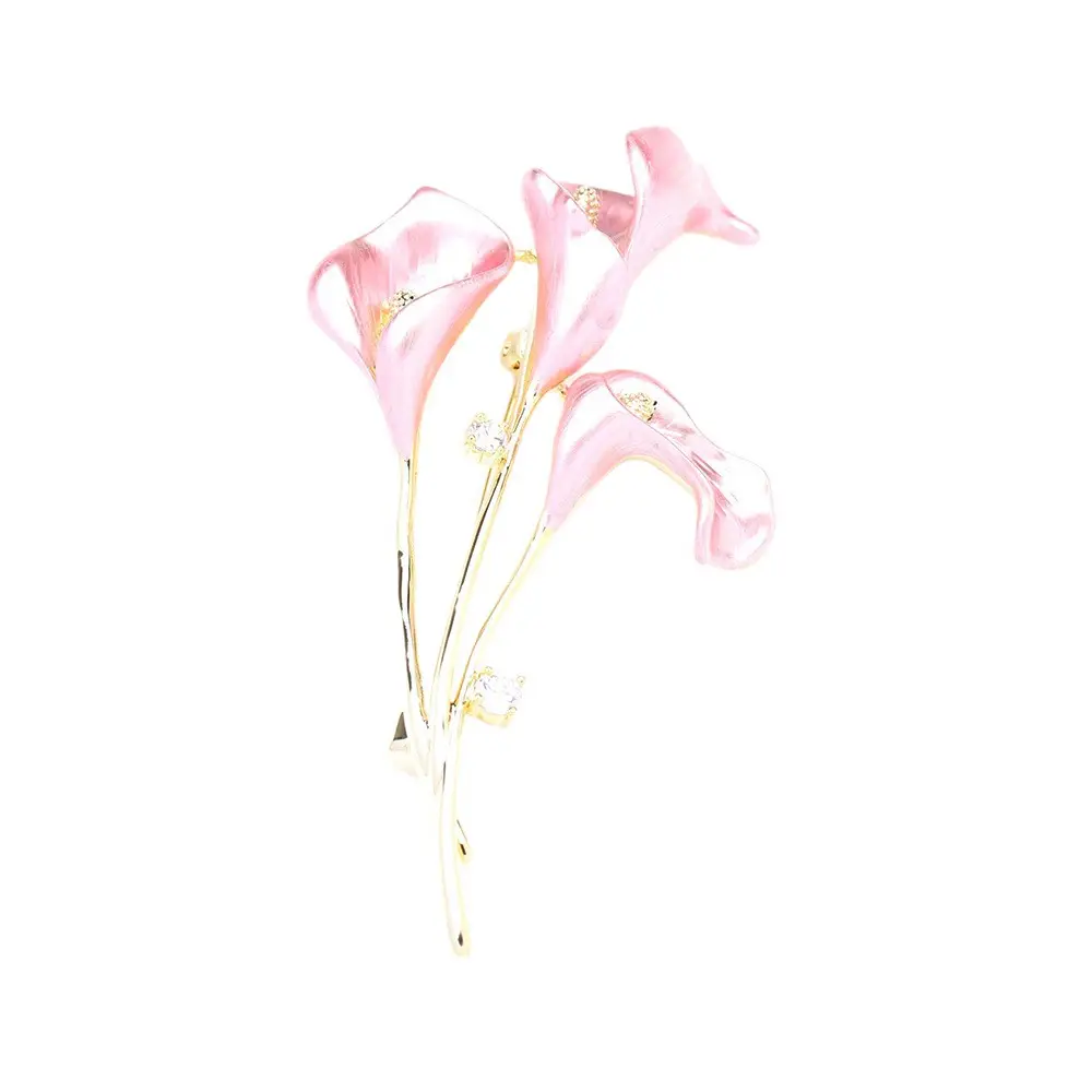 Blue Powder Calla Drop Oil Brooch for Women - Image 5