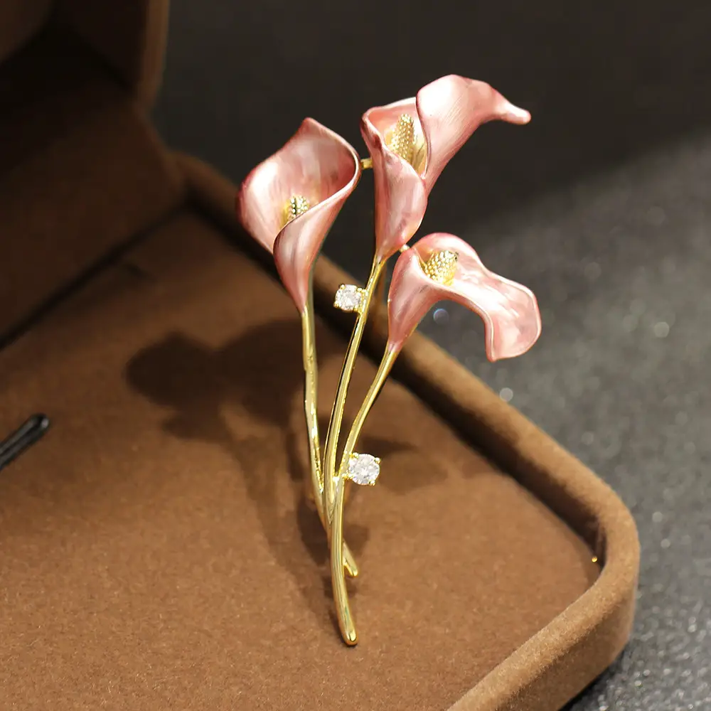Blue Powder Calla Drop Oil Brooch for Women — feature 11