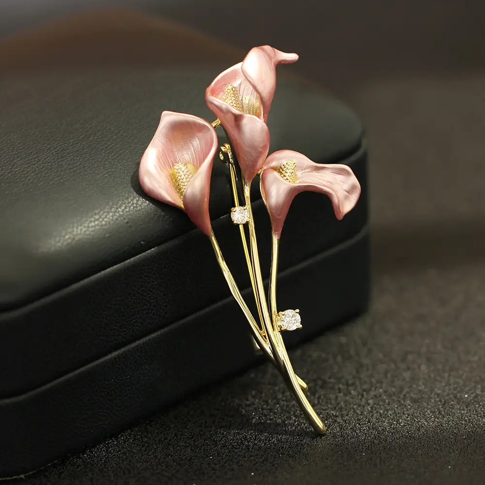 Blue Powder Calla Drop Oil Brooch for Women — feature 13