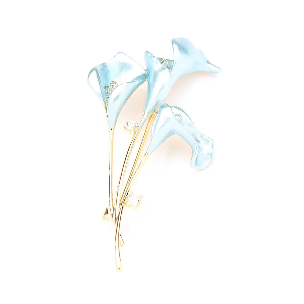 Blue Powder Calla Drop Oil Brooch for Women — feature 7