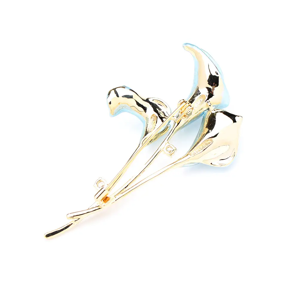 Blue Powder Calla Drop Oil Brooch for Women — feature 9