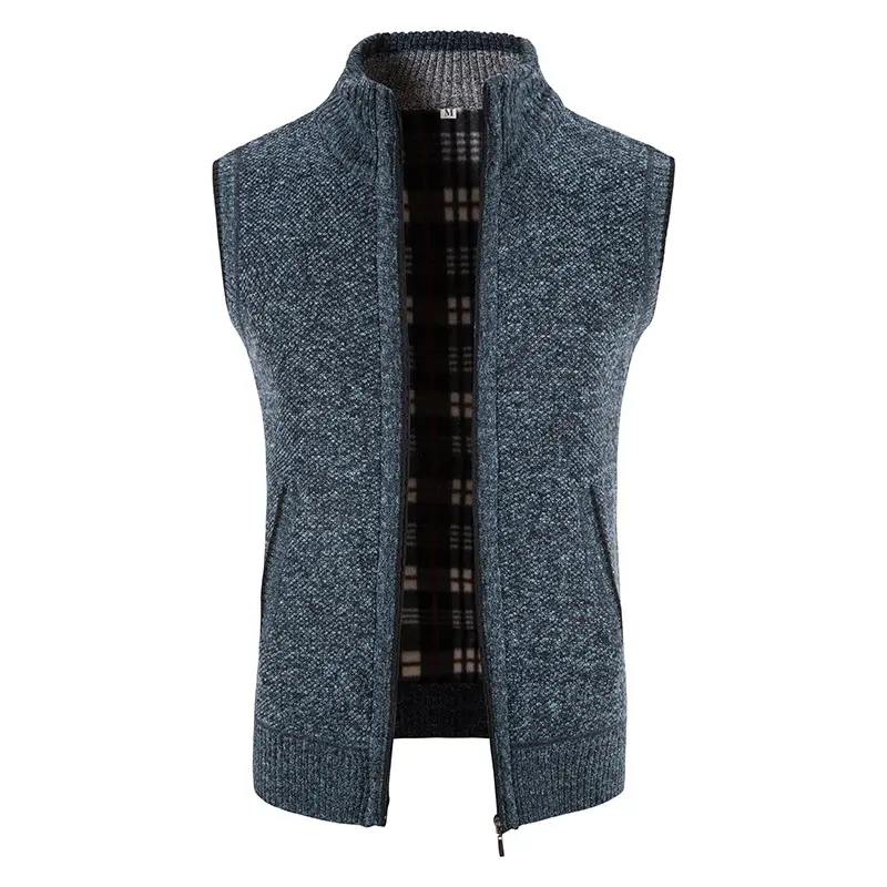 Men's Grey Knit Fleece Vest Large