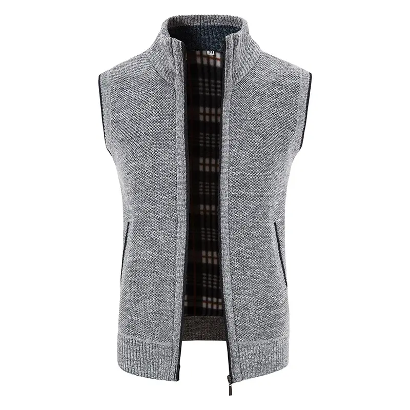 Men's Grey Knit Fleece Vest Large