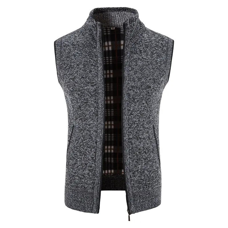 Men's Grey Knit Fleece Vest Large