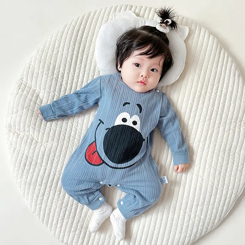 Baby Drawon Suit Purple Bow Patches Pajamas - Image 3