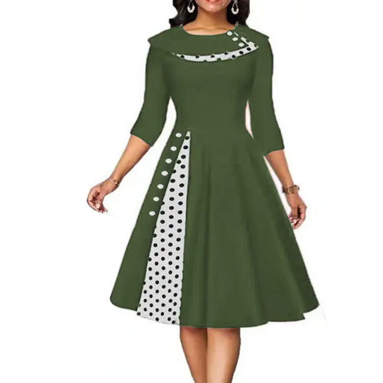 Purple Polka Dot Waist Skirt Dress for Women