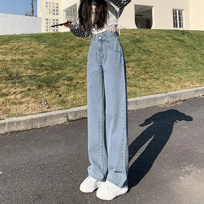 Women's Wide Leg Slimming Jeans High Waist Blue - Image 5