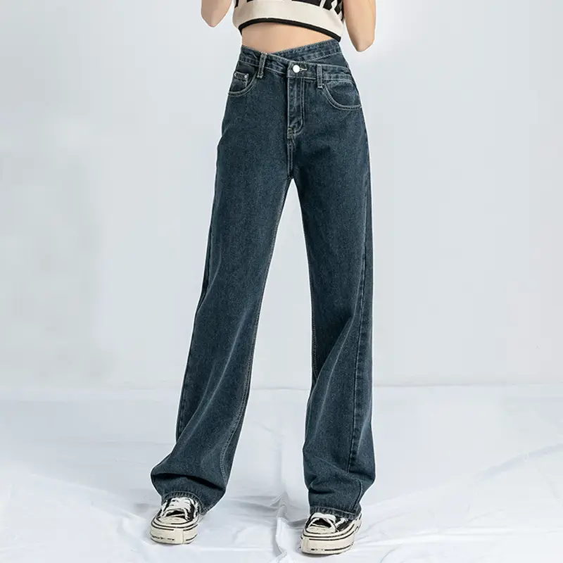 Women's Wide Leg Slimming Jeans High Waist Blue - Image 4