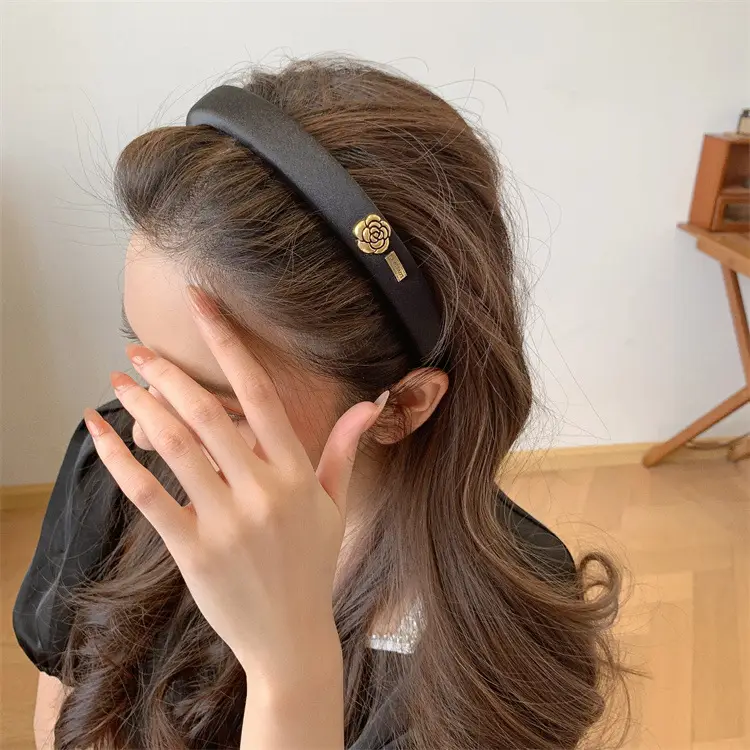 Black Camellia Headband for Women's Hair Accessories