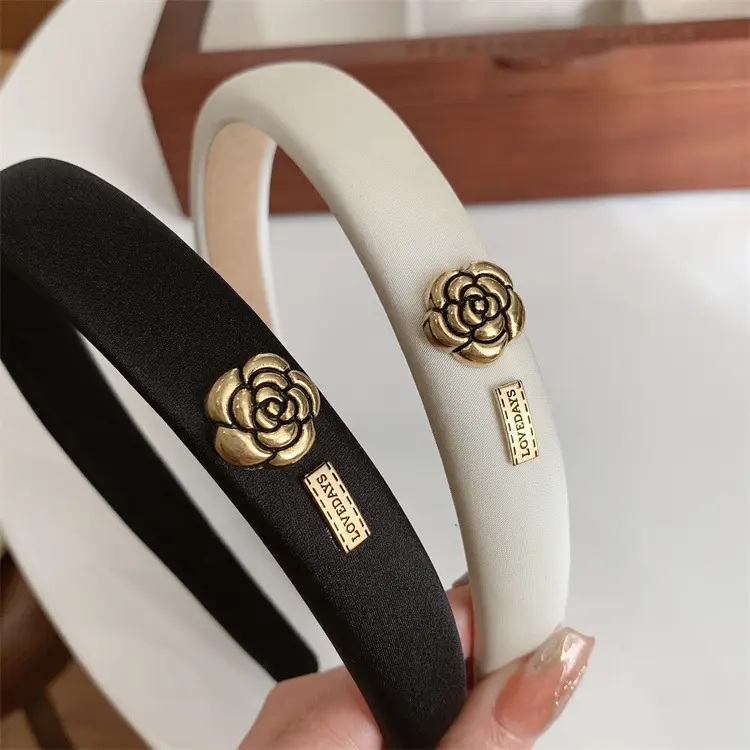 Black Camellia Headband for Women's Hair Accessories