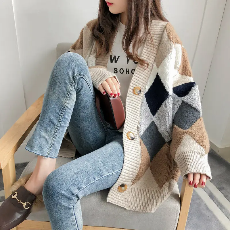 Women's Cross-Country V-Neck Sweater Coat Winter Cozy - Image 7