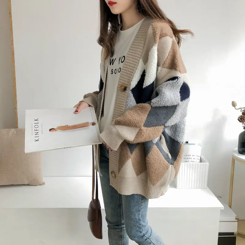 Women's Cross-Country V-Neck Sweater Coat Winter Cozy - Image 9