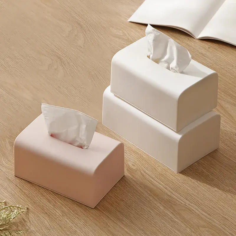 Modern White Rectangular Tissue Box for Living Room & Desk