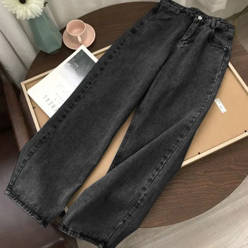 Women High Waist Straight Leg Jeans Korean Style Loose Fit - Image 4