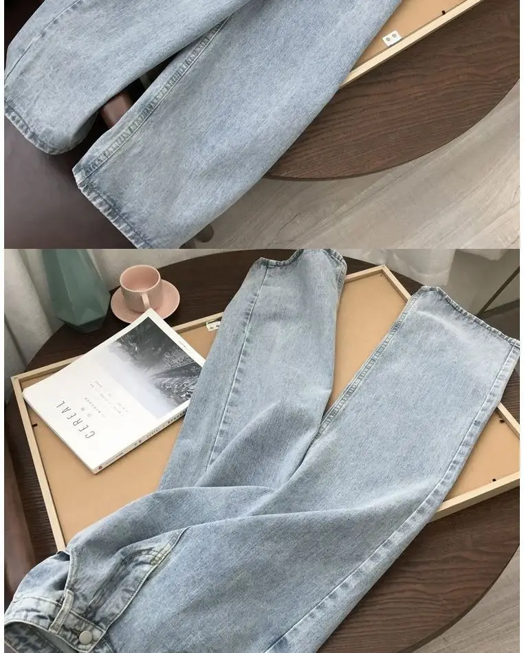 Women High Waist Straight Leg Jeans Korean Style Loose Fit — feature 10