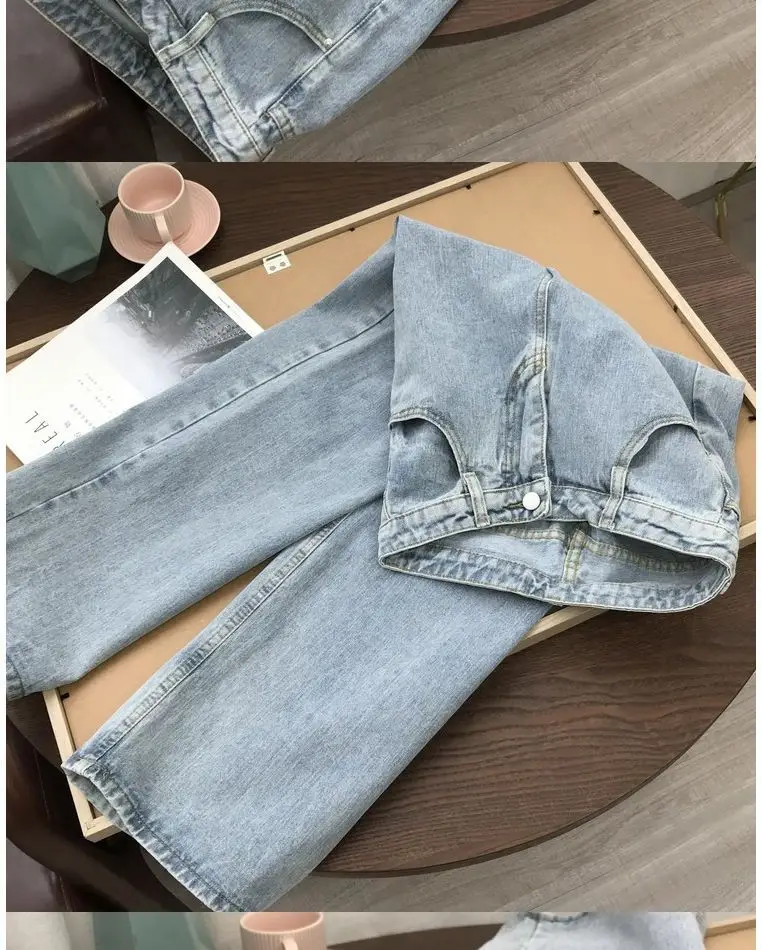 Women High Waist Straight Leg Jeans Korean Style Loose Fit — feature 11