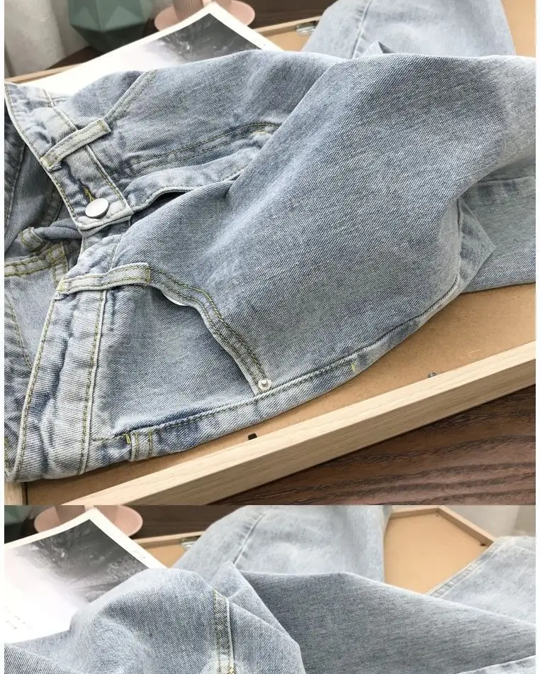 Women High Waist Straight Leg Jeans Korean Style Loose Fit — feature 12