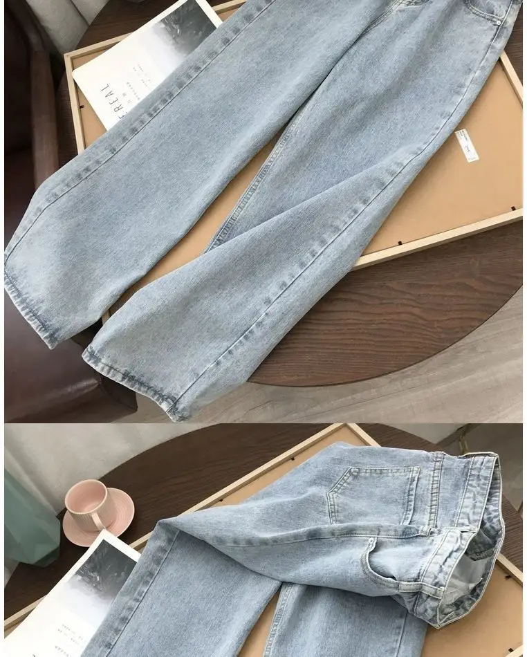 Women High Waist Straight Leg Jeans Korean Style Loose Fit — feature 5