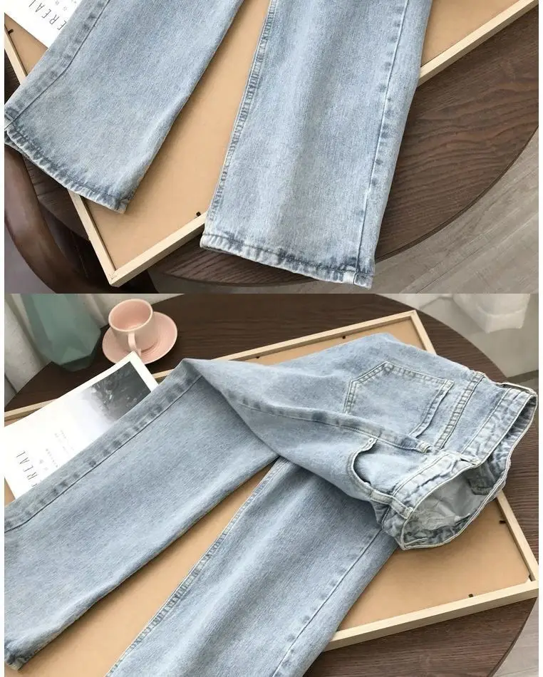 Women High Waist Straight Leg Jeans Korean Style Loose Fit — feature 6
