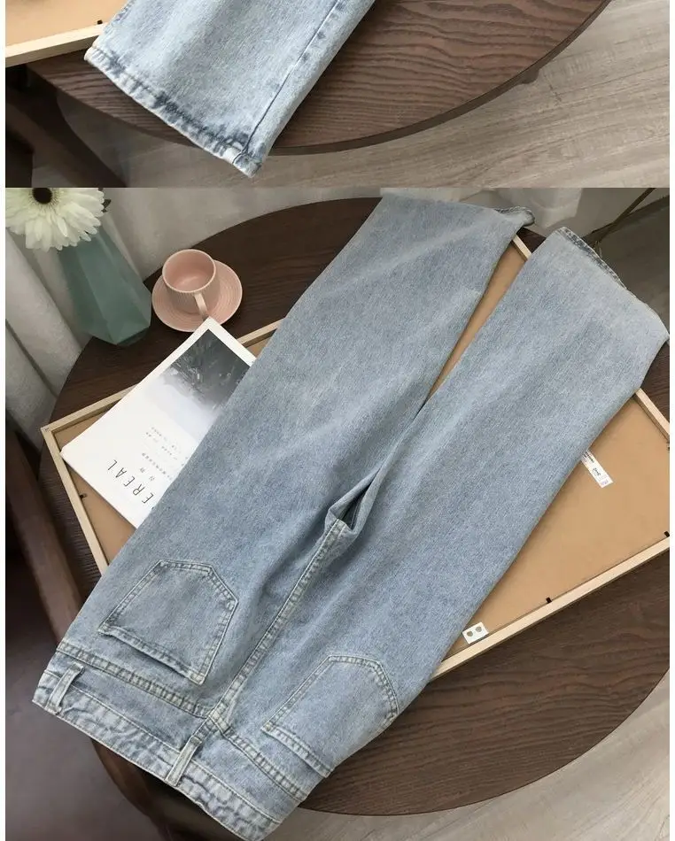 Women High Waist Straight Leg Jeans Korean Style Loose Fit — feature 7