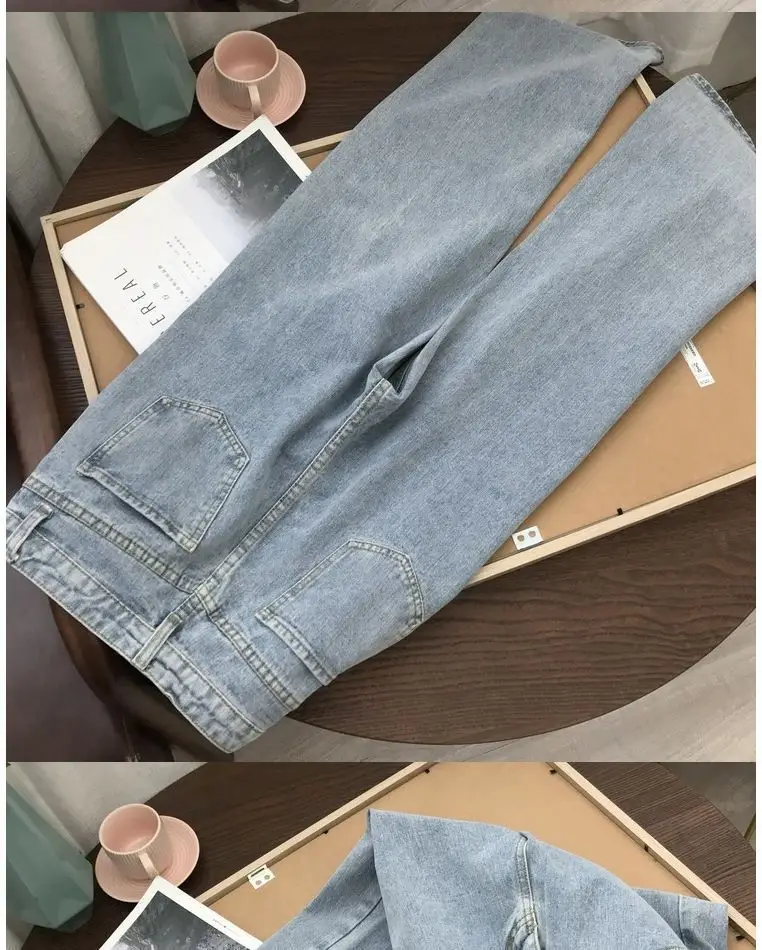 Women High Waist Straight Leg Jeans Korean Style Loose Fit — feature 8