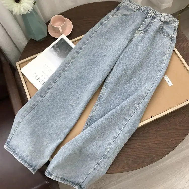 Women High Waist Straight Leg Jeans Korean Style Loose Fit - Image 3