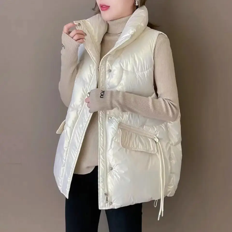Women Glossy Cotton Vest Autumn Winter New Style Loose Vest - Image 7