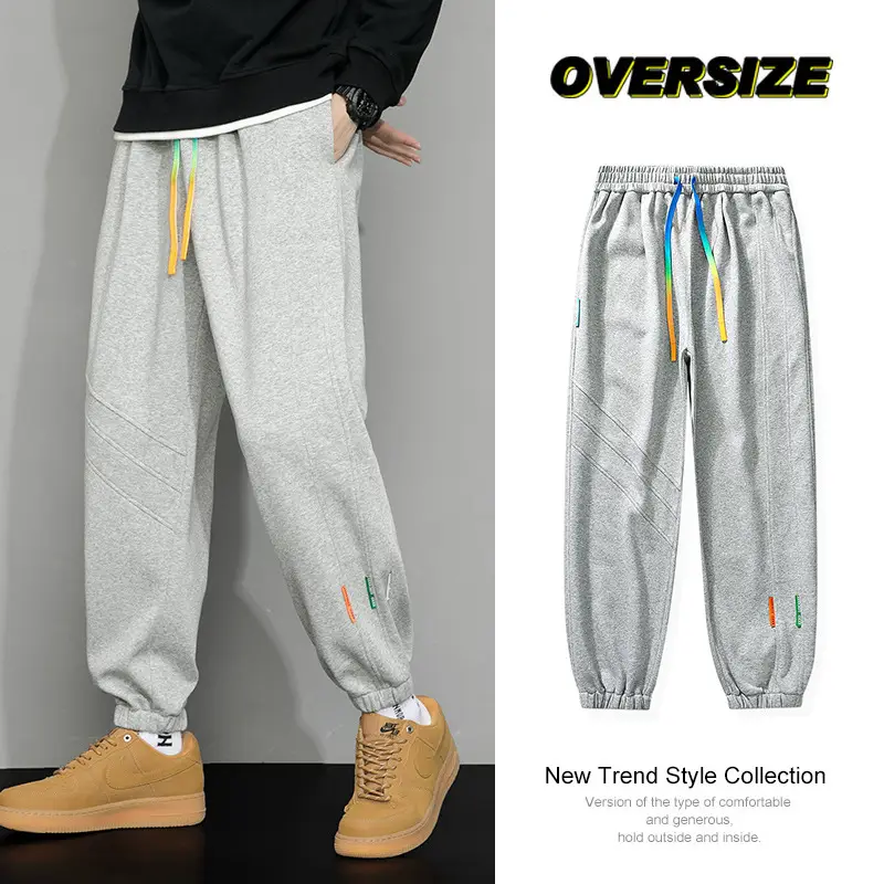 Men Oversize Grey Sweatpants Plus Size Loose Fit
