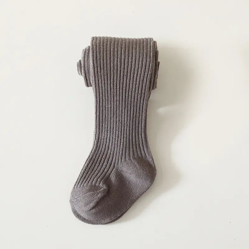 Girls Cotton Pantyhose Socks Solid Beige Spring Autumn - Image 4