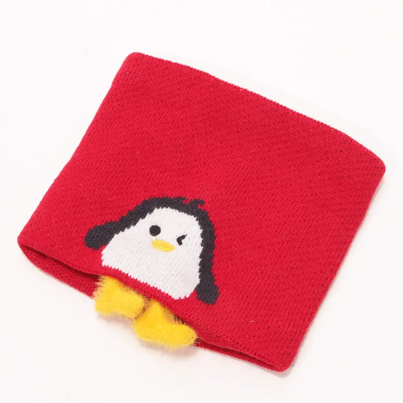 Cartoon Penguin Kidsren's Knitted Hat Winter New Kidsren's Hat Baby Warm Scarf Set Baby Woolen Hat