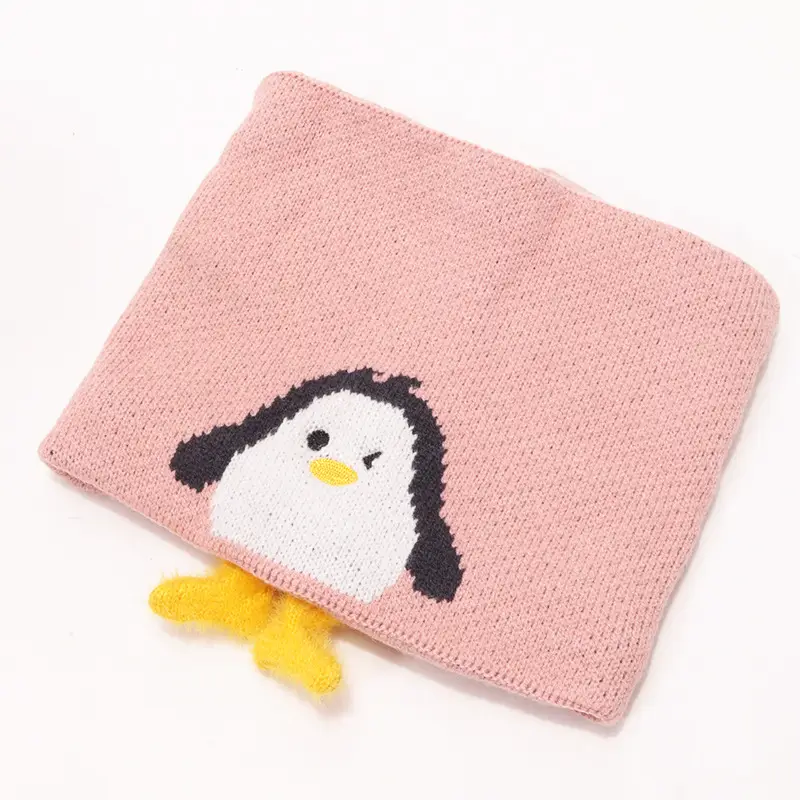 Cartoon Penguin Kidsren's Knitted Hat Winter New Kidsren's Hat Baby Warm Scarf Set Baby Woolen Hat