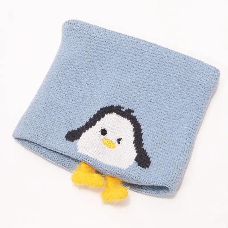 Cartoon Penguin Kidsren's Knitted Hat Winter New Kidsren's Hat Baby Warm Scarf Set Baby Woolen Hat
