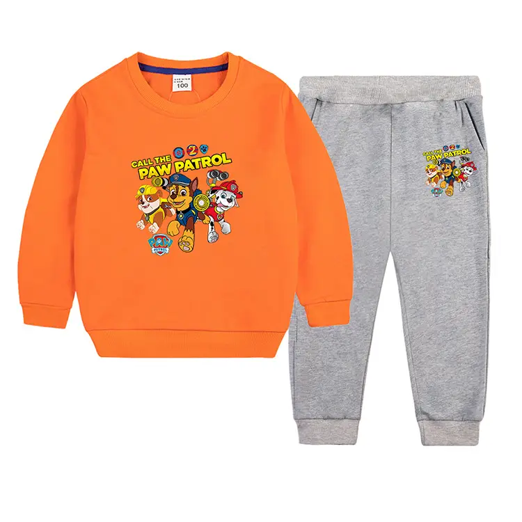 Wang Wang Boys Orange Cartoon Sweatpants Set 2022 — feature 19