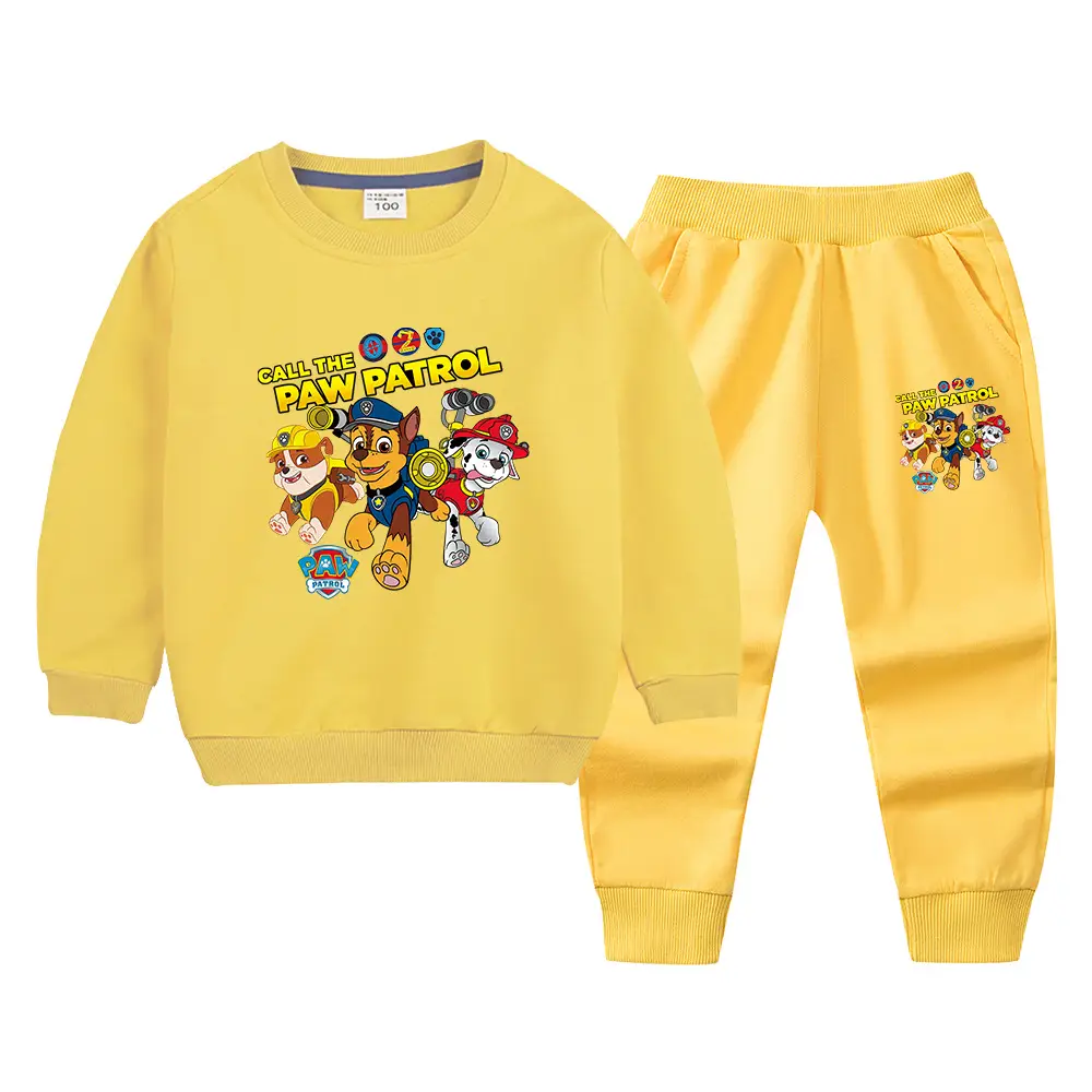 Wang Wang Boys Orange Cartoon Sweatpants Set 2022 - Image 4