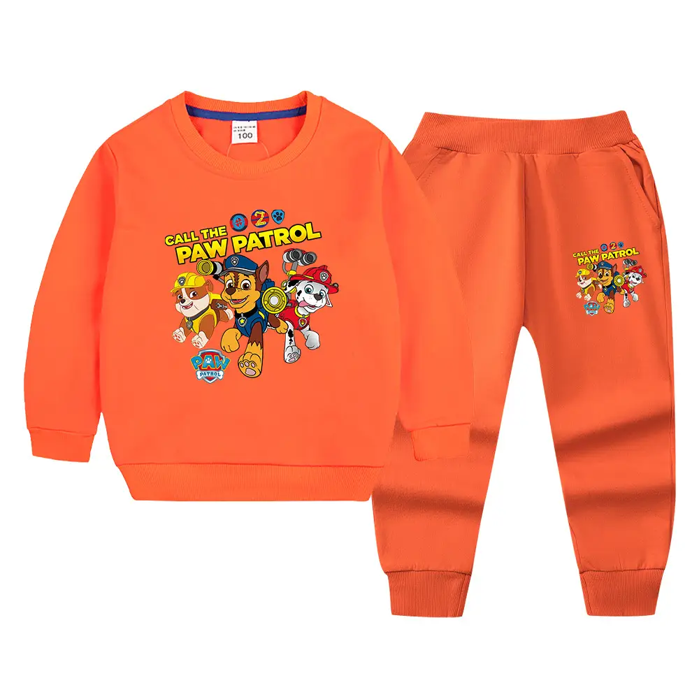 Wang Wang Boys Orange Cartoon Sweatpants Set 2022 - Image 5