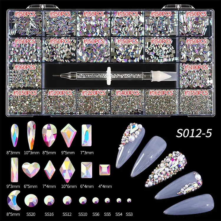 21-Piece Irregular Rhinestone Nail Art Set - Image 8