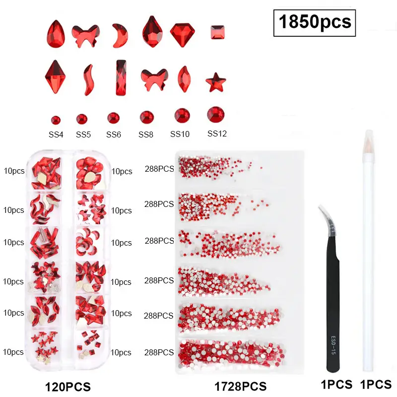 21-Piece Irregular Rhinestone Nail Art Set - Image 3