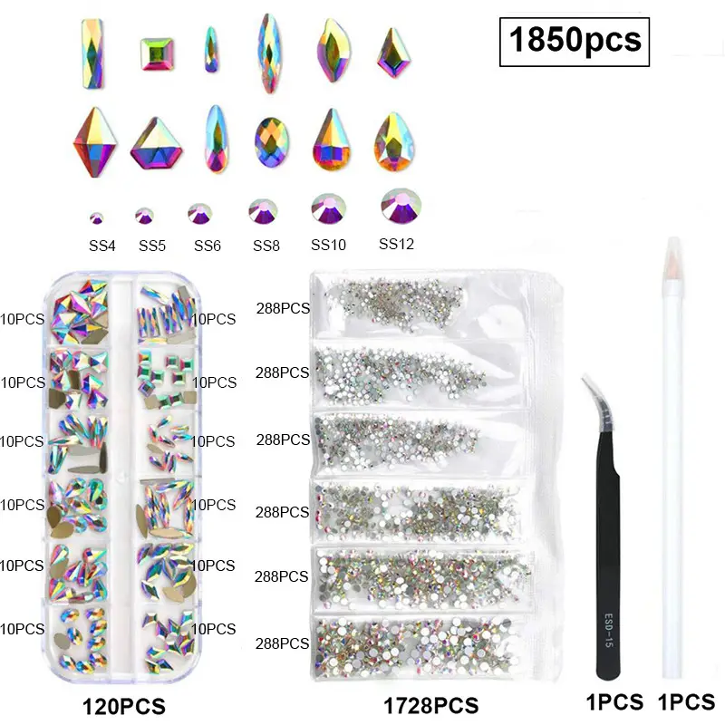 21-Piece Irregular Rhinestone Nail Art Set - Image 2