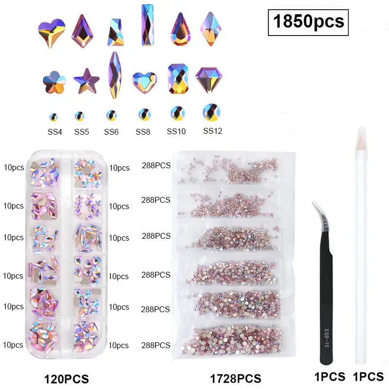 21-Piece Irregular Rhinestone Nail Art Set - Image 6