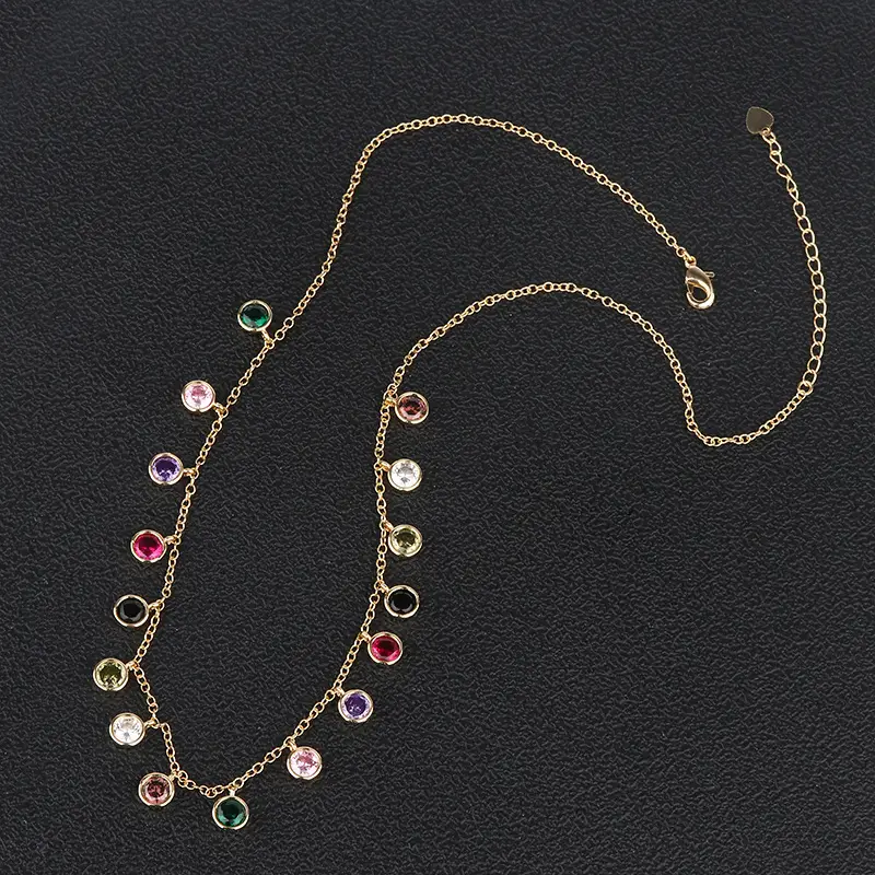 Women's Color Matching Glass Stone Necklace Set - Image 4