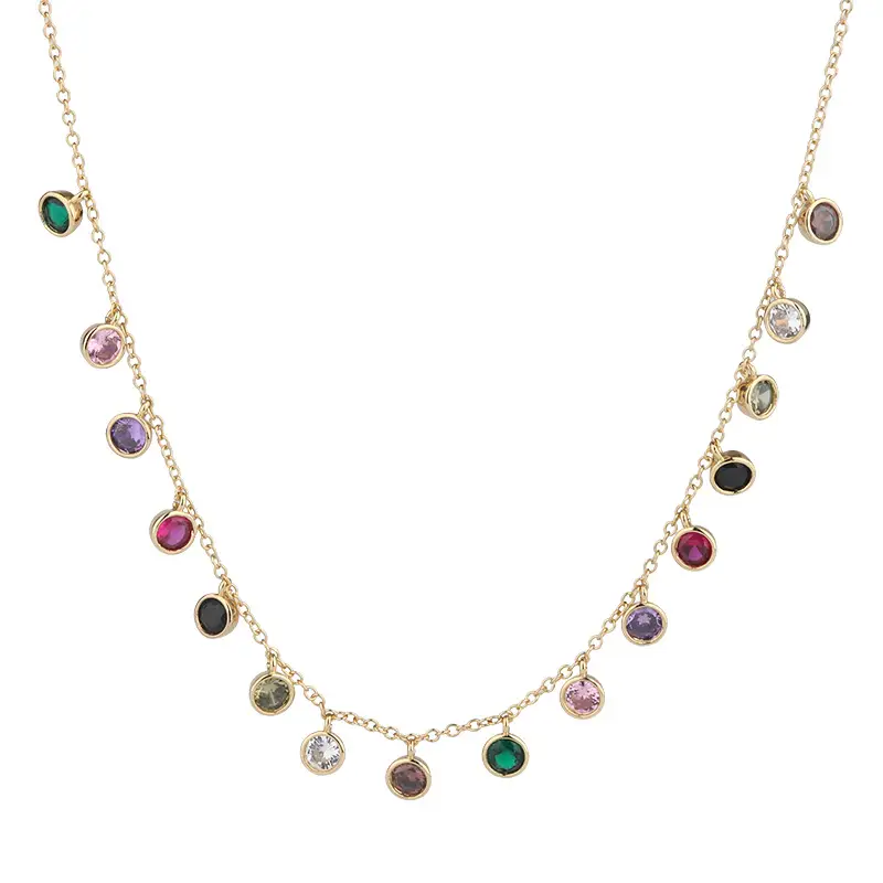 Women's Color Matching Glass Stone Necklace Set - Image 5