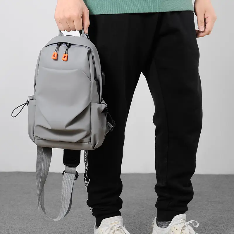 Men's Grey Korean Fashion Shoulder Messenger Bag - Image 5