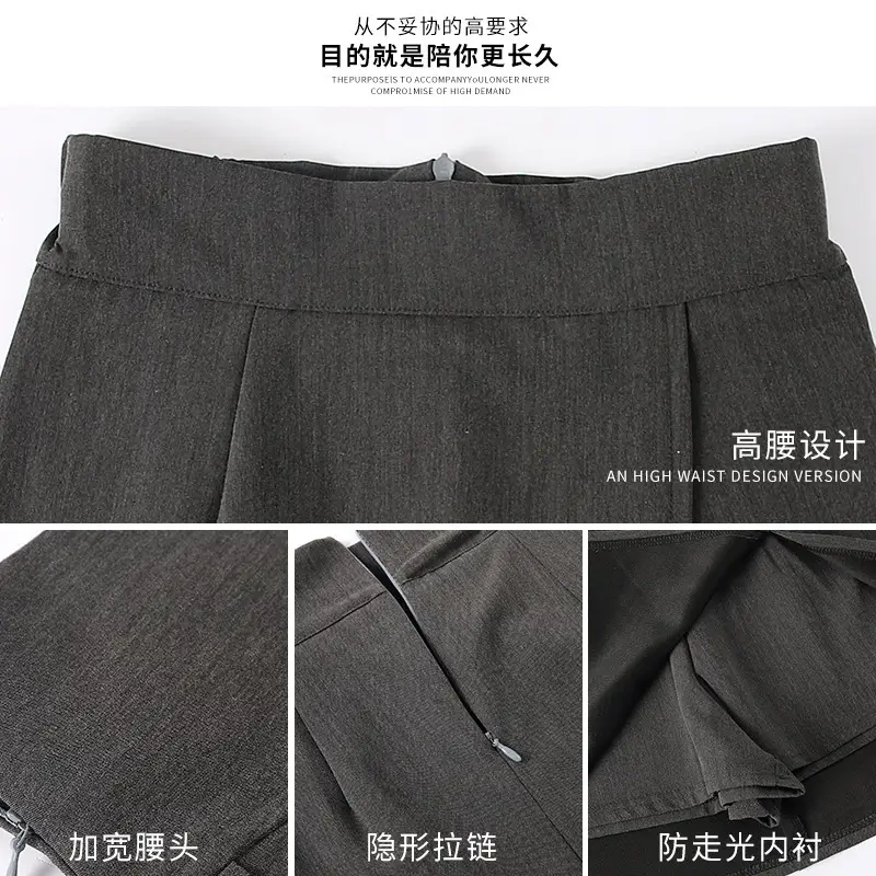 Summer Women's Grey A-Line Skirt with Slit Hip Cover