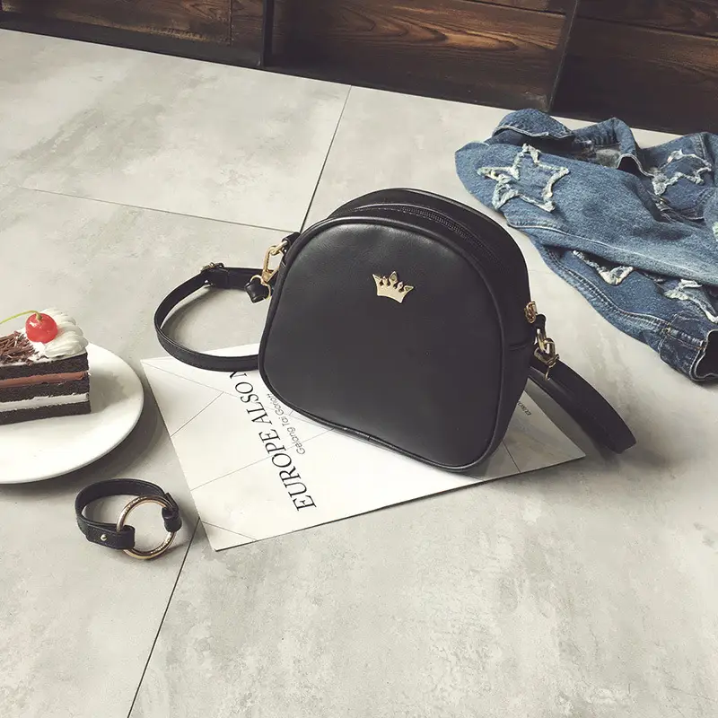 Crown PU Shoulder Bag Women Square Design Pink