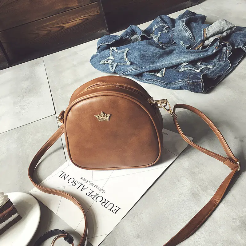 Crown PU Shoulder Bag Women Square Design Pink